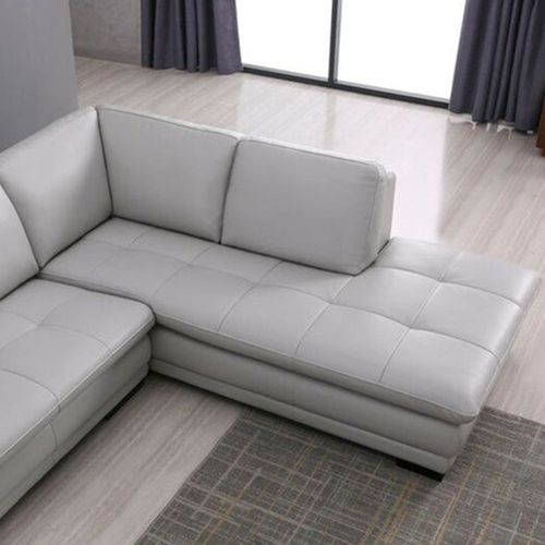 Marcels Wide 5 Seater Corner sofa PVC Leather Sofa & Chaise - Ivory - L 220cm x W 180cm x H 78cm