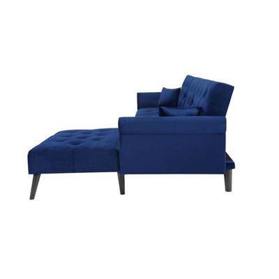 Kerry Corner 5 Seater Sofa Wide Sofa & Chaise Velvet Fabric - Navy Blue - L 292cm x W 84cm x H 82cm