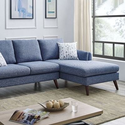 Edgerton 4 -seater Corner Sofa Wide Sofa & Chaise Fabric - Blue - L 236cm x W 157cm x H 88cm