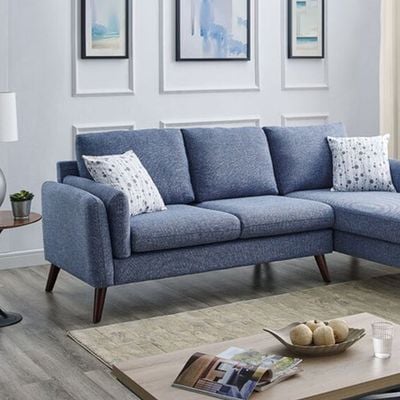 Edgerton 4 -seater Corner Sofa Wide Sofa & Chaise Fabric - Blue - L 236cm x W 157cm x H 88cm