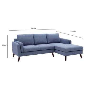 Edgerton 4 -seater Corner Sofa Wide Sofa & Chaise Fabric - Blue - L 236cm x W 157cm x H 88cm