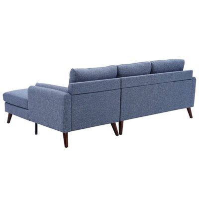 Edgerton 3 -seater Corner Sofa Wide Sofa & Chaise Fabric - Blue - L 236cm x W 157cm x H 88cm