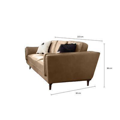 Lesa 3 Seater Leather Sofa - Dark Brown - L 223cm x W 83cm x H 86cm