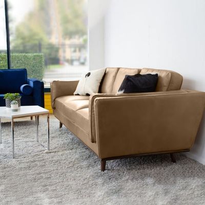 Lesa 3 Seater Leather Sofa - Dark Brown - L 223cm x W 83cm x H 86cm