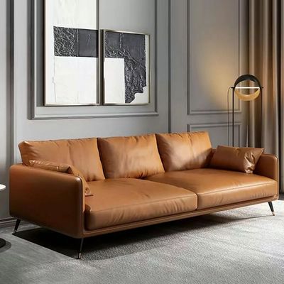 Khoral 3 Seater Leather Sofa - Brown - L 210cm x W 85cm x H 80cm