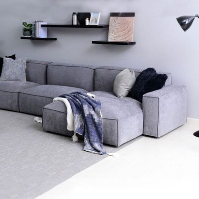 Plufflair 3 Seater Sectional Sofa Fabric - Blue - L 340cm x W 145cm x H 70cm