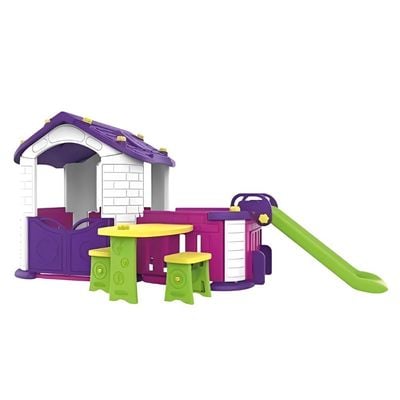 MYTS Indoor activity playhouse with playpen +slide +table n chair for kids purple