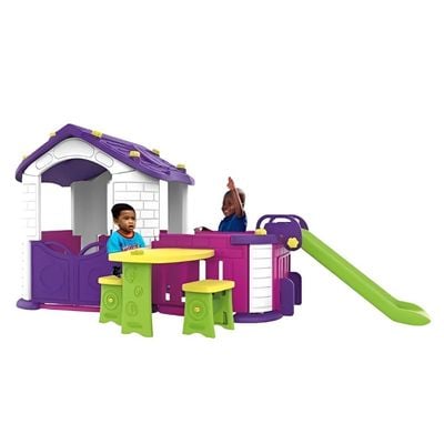 MYTS Indoor activity playhouse with playpen +slide +table n chair for kids purple