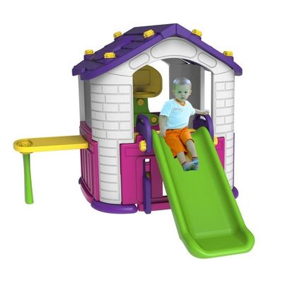MYTS Indoor 3 in 1 activity playhouse with +slide +table n chair+basketball loop+ slide  for kids purple