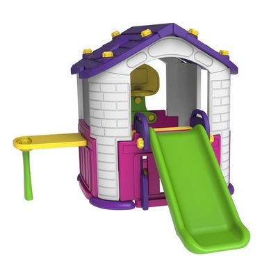 MYTS Indoor 3 in 1 activity playhouse with +slide +table n chair+basketball loop+ slide  for kids purple