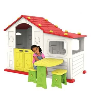 MYTS  Indoor playhouse with activity area with side table & chair for kids red