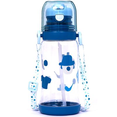 Eazy Kids Water Bottle 600ml wt straw - Blue