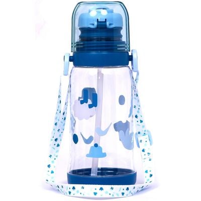 Eazy Kids Water Bottle 600ml wt straw - Blue