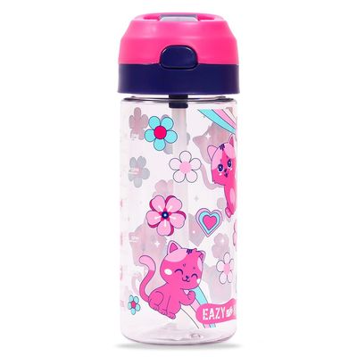 Eazy Kids Tritan Water Bottle w/ Spray, Cat - Pink, 420ml