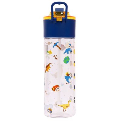 Eazy Kids Tritan Water Bottle w / Snack Box, T - Rex - Blue, 450ml