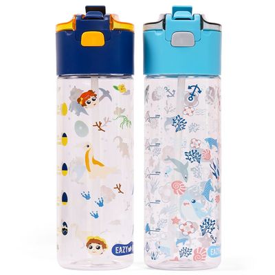 Eazy Kids Tritan Water Bottle w / Snack Box, T - Rex - Blue, 450ml