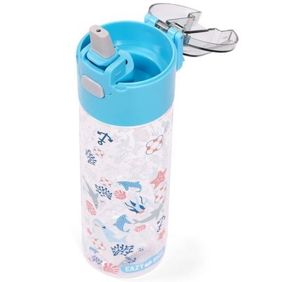 Eazy Kids Tritan Water Bottle w / Snack Box, Shark - Blue, 450ml