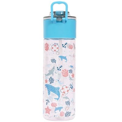 Eazy Kids Tritan Water Bottle w / Snack Box, Shark - Blue, 450ml