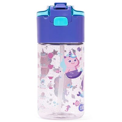 Eazy Kids Tritan Water Bottle w / Snack Box, Mermaid - Purple, 450ml