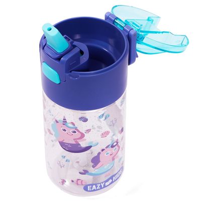 Eazy Kids Tritan Water Bottle w / Snack Box, Mermaid - Purple, 450ml