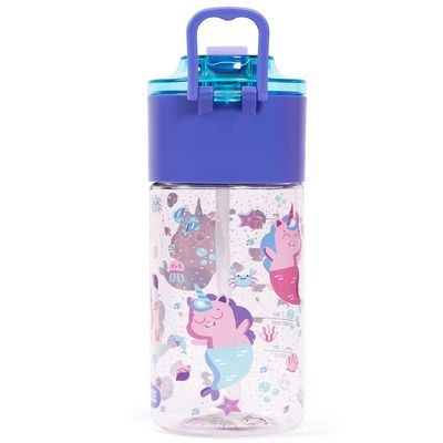 Eazy Kids Tritan Water Bottle w / Snack Box, Mermaid - Purple, 450ml