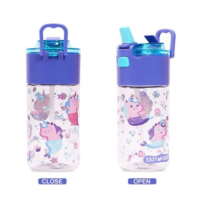 Eazy Kids Tritan Water Bottle w/ Snack Box, Mermaid - Purple, 450ml