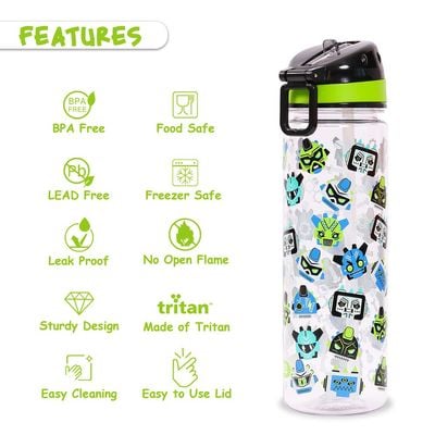 Eazy Kids Tritan Water Bottle w / Carry handle, Gen Z - Black, 650ml