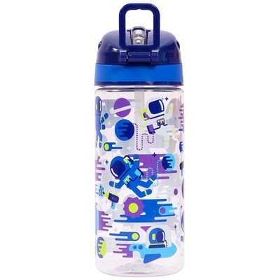 Eazy Kids Tritan Water Bottle w / Carry handle, Astronauts - Blue, 420ml