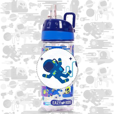 Eazy Kids Tritan Water Bottle w/ Carry handle, Astronauts - Blue, 420ml