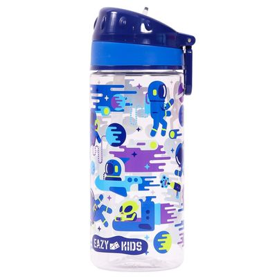 Eazy Kids Tritan Water Bottle w / Carry handle, Astronauts - Blue, 420ml