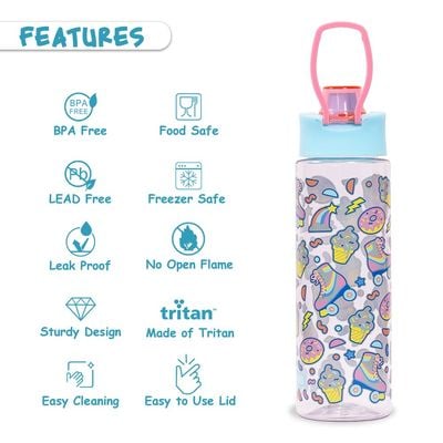 Eazy Kids Tritan Water Bottle w / Flip Lid, Gen Z Skater - Blue, 750ml