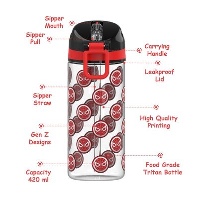 Marvel Spider - Man Tritan Water Bottle w / Carry handle - Black Red(420ml)