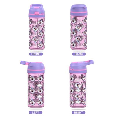 Disney Minnie Mouse Tritan Water Bottle w/ Lockable Push button and Carry Handle - Purple Pink (420ml)