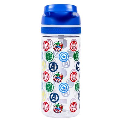 Marvel Avengers Tritan Water Bottle w / Lockable Push button and Carry Handle - Blue (420ml)