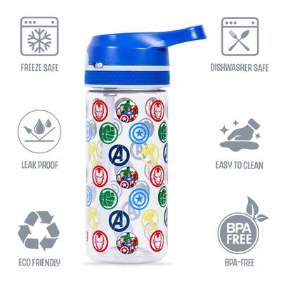 Marvel Avengers Tritan Water Bottle w / Lockable Push button and Carry Handle - Blue (420ml)