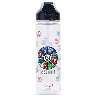 Marvel Avengers Assemble 2-In-1 Tritan Water Bottle - Black (650ml)