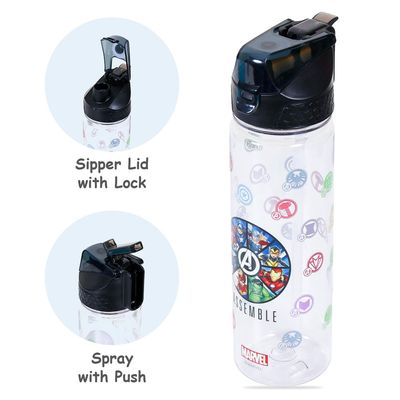 Marvel Avengers Assemble 2 - In - 1 Tritan Water Bottle - Black (650ml)