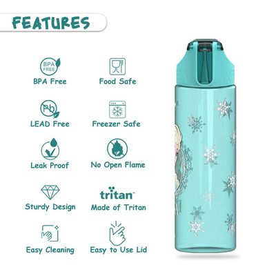 Disney Frozen Princess Elsa 2 - In - 1 Tritan Water Bottle - Baby Green (650ml)