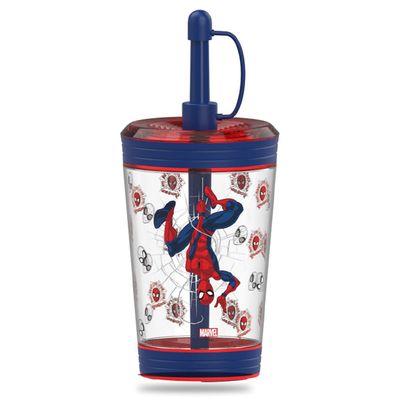Marvel Beyond Amazing Spider-Man Tritan Sipper Tumbler Water Bottle W/ Straw and Leash Lid - Blue(480ml)
