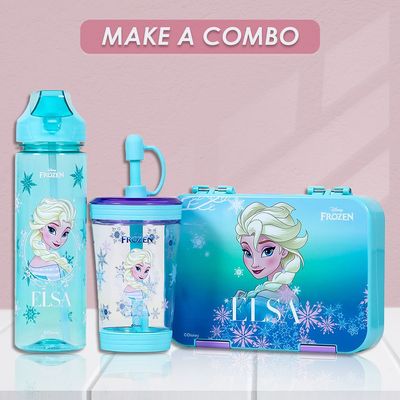 Disney Frozen Princess Elsa Tritan Sipper Tumbler Water Bottle W/ Straw and Leash Lid - Blue(480ml)