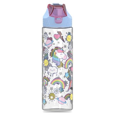 Eazy Kids Unicorn 2-In-1 Tritan Water Bottle - Blue (650ml)
