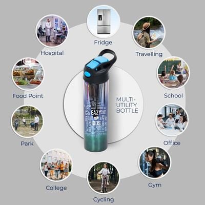 Eazy Kids Double wall Stainless Steel Water Bottle - Blue (530ml)