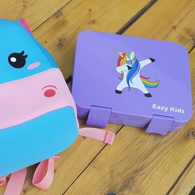 Eazy Kids 6 Compartment Bento Lunch Box - Unicorn Purple