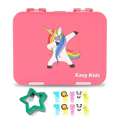 Eazy Kids 6 & 4 Convertible Bento Lunch Box - Unicorn Pink