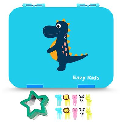 Eazy Kids 6 & 4 Convertible Bento Lunch Box - Dino Blue