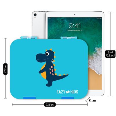 Eazy Kids 6 & 4 Convertible Bento Lunch Box - Dino Blue