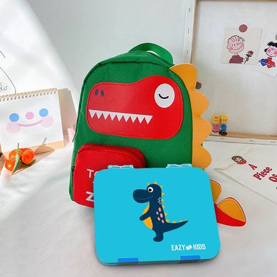 Eazy Kids 4 Compartment Bento Lunch Box - Dino Blue