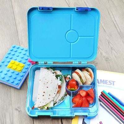 Eazy Kids 4 Compartment Bento Lunch Box - Dino Blue