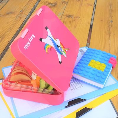 Eazy Kids 4 Compartment Bento Lunch Box - Unicorn Pink