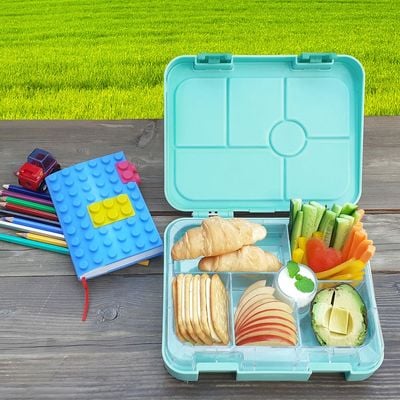 Eazy Kids 6 Compartment Bento Lunch Box w / Sandwich Cutter Set - PlayStation Green